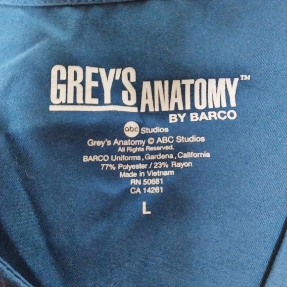 Grey's Anatomy Faux Wrap Teal Scrub Top - Picture 8 of 8